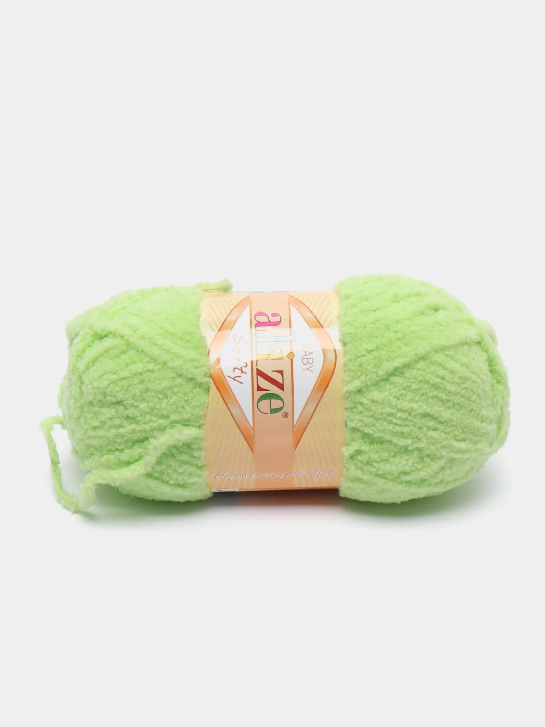 Салатовый пряжа плюшевая Alize Softy, микрополиэстер, 50 г, 115 м