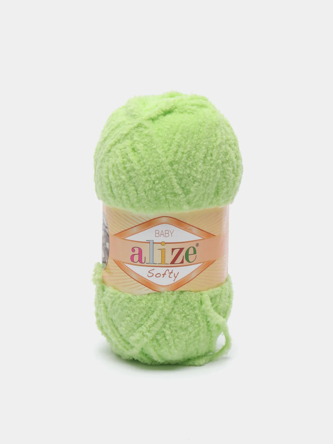 Салатовый пряжа плюшевая Alize Softy, микрополиэстер, 50 г, 115 м