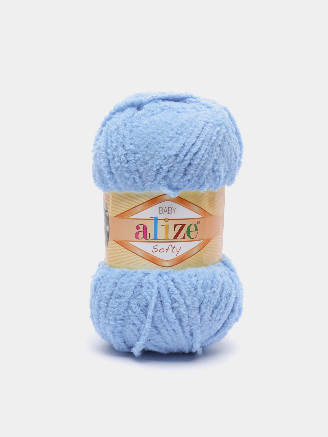 Небесно-голубой пряжа плюшевая Alize Softy, микрополиэстер, 50 г, 115 м