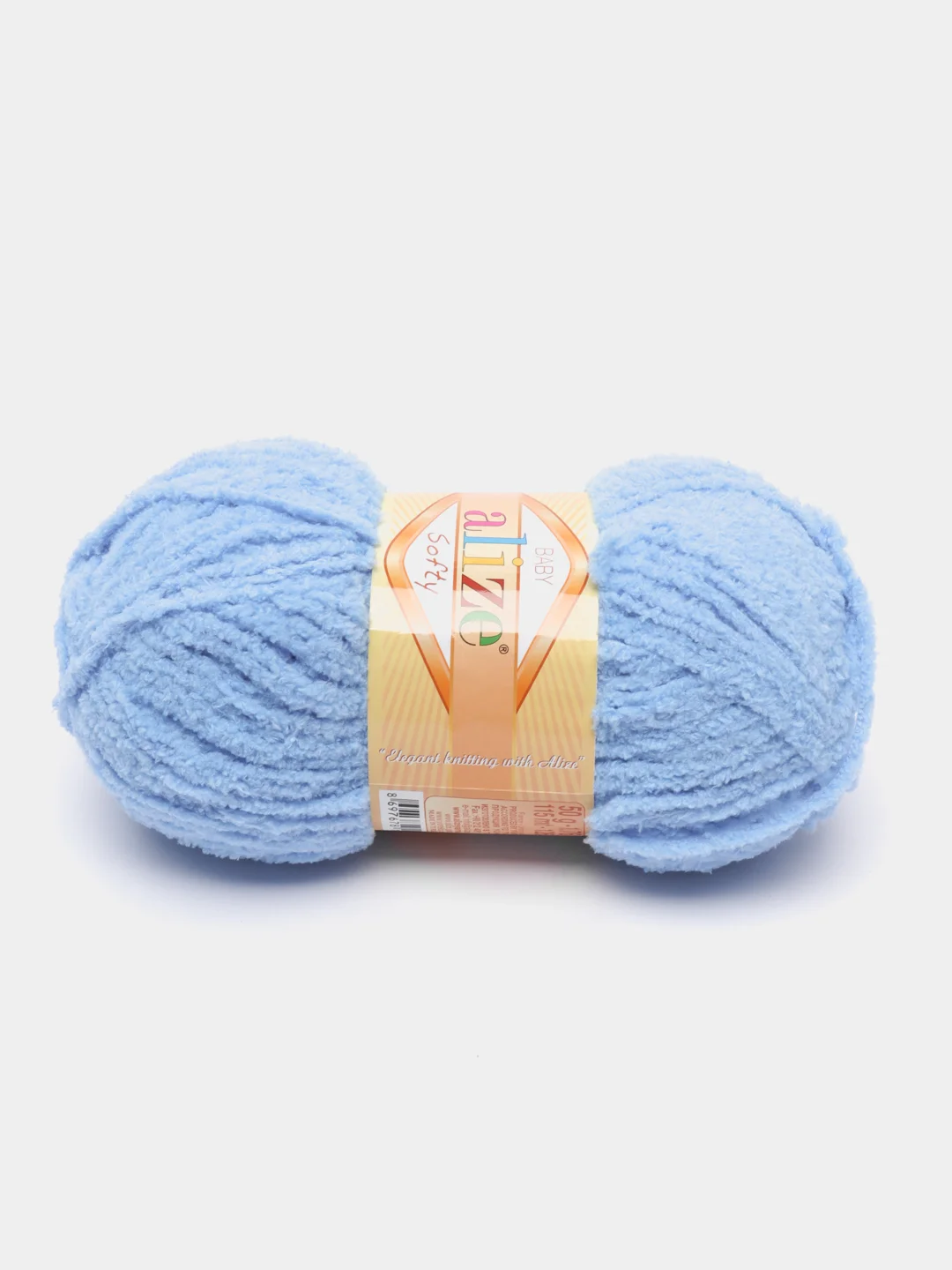 Небесно-голубой пряжа плюшевая Alize Softy, микрополиэстер, 50 г, 115 м