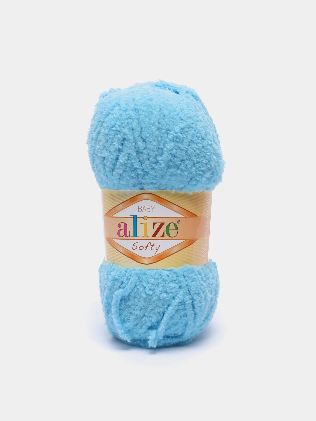 Голубой пряжа плюшевая Alize Softy, микрополиэстер, 50 г, 115 м