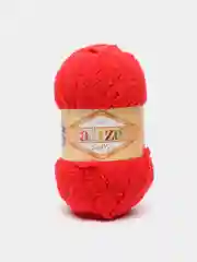 Красный пряжа плюшевая Alize Softy, микрополиэстер, 50 г, 115 м