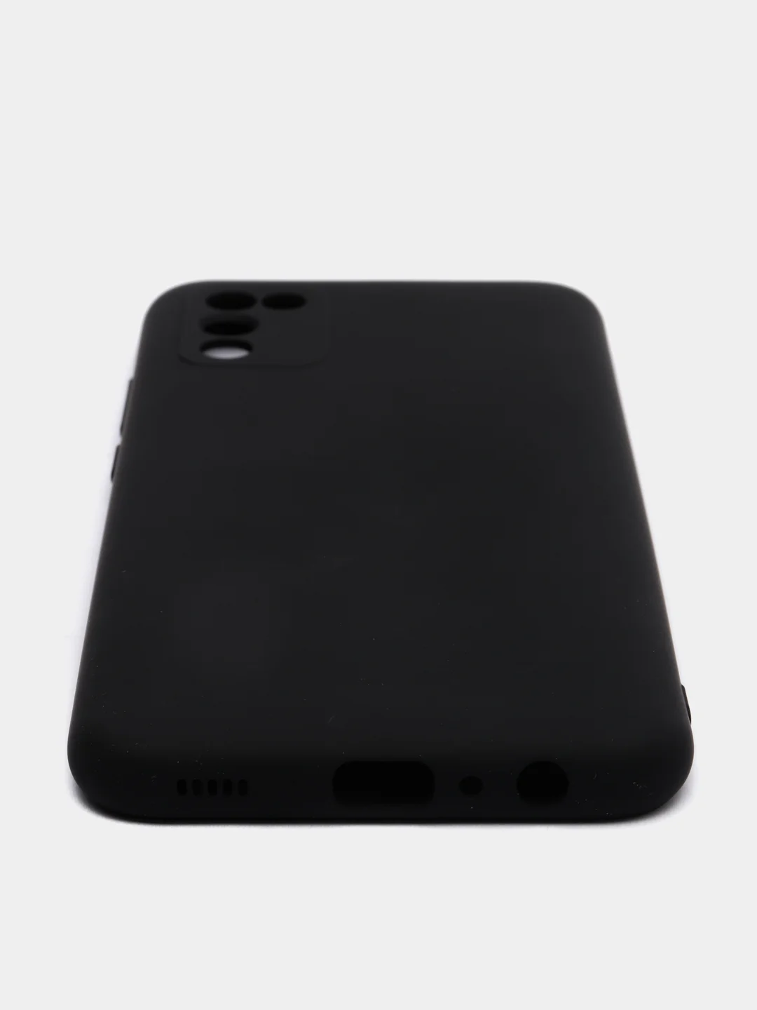 Черный чехол для Samsung A02S / A025F, силиконовый, противоударный, матовый, с бархатом внутри