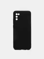 Черный чехол для Samsung A02S / A025F, силиконовый, противоударный, матовый, с бархатом внутри