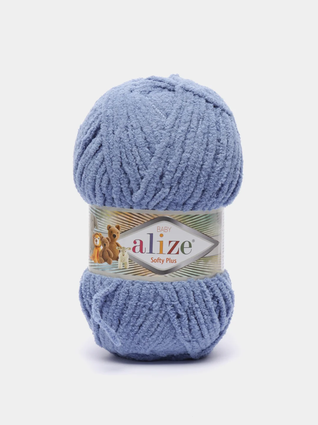 Синий меланж пряжа плюшевая Alize Softy Plus, микрополиэстер, 100 г, 120 м