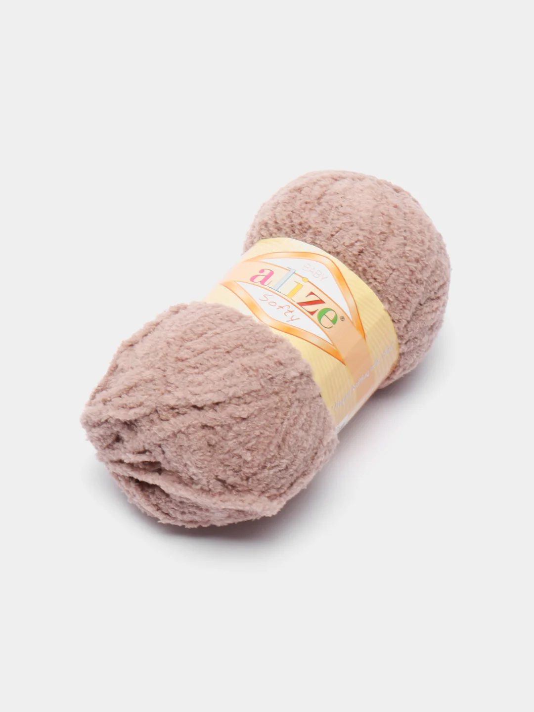 Светло-коричневый пряжа плюшевая Alize Softy, микрополиэстер, 50 г, 115 м