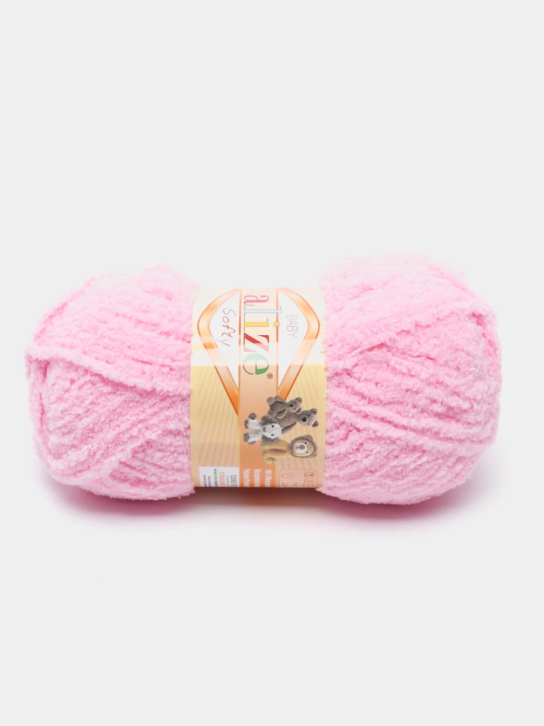 Розовый пряжа плюшевая Alize Softy, микрополиэстер, 50 г, 115 м
