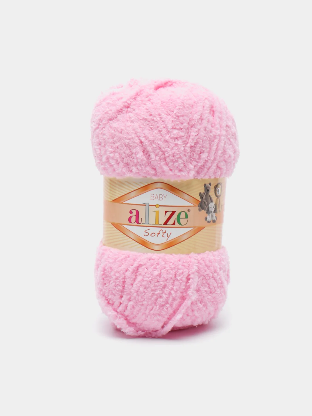 Розовый пряжа плюшевая Alize Softy, микрополиэстер, 50 г, 115 м