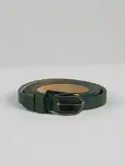 Зеленый ремень кожаный женский с металлической пряжкой