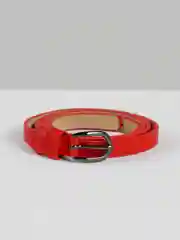 Красный ремень кожаный женский с металлической пряжкой