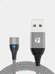 Серебряный магнитный кабель с быстрой зарядкой 3А и разъемы micro-USB / Type-C / iPhone Lightning