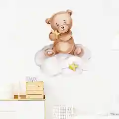 Белый интерьерная наклейка на стену "Медвежонок"