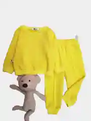 Желтый комплект спортивный, брючный, детский, без начеса