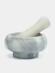 Серый меланж ступка с пестиком из мрамора, 9х4,5 см