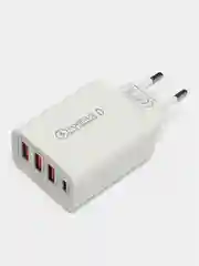 Белый зарядное устройство блок питания адаптер 3 USB, 1 Type-C, 4 входа