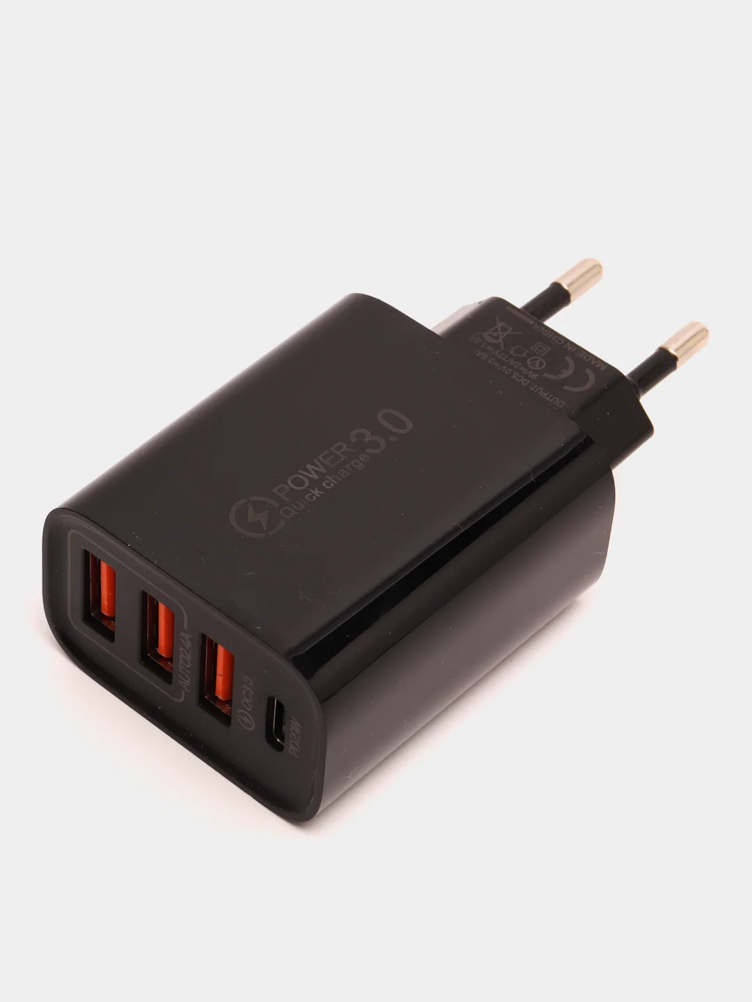 Черный зарядное устройство блок питания адаптер 3 USB, 1 Type-C, 4 входа