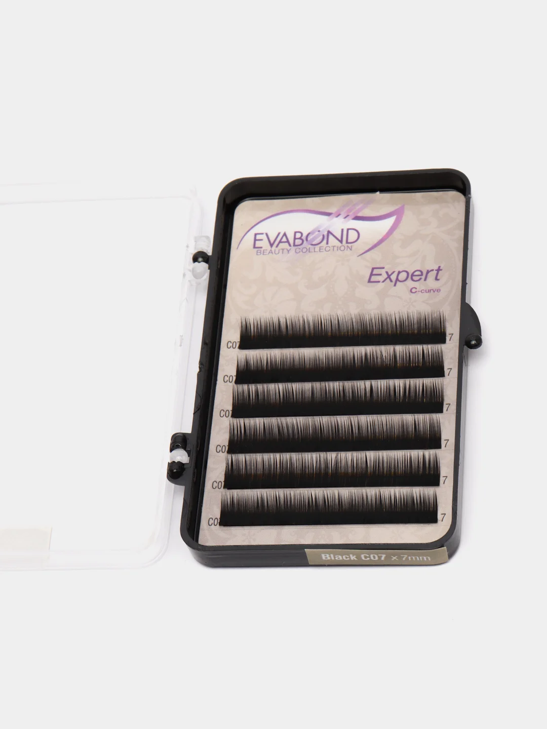 Ресницы Evabond Expert, однолинейные, черные, 6 линий