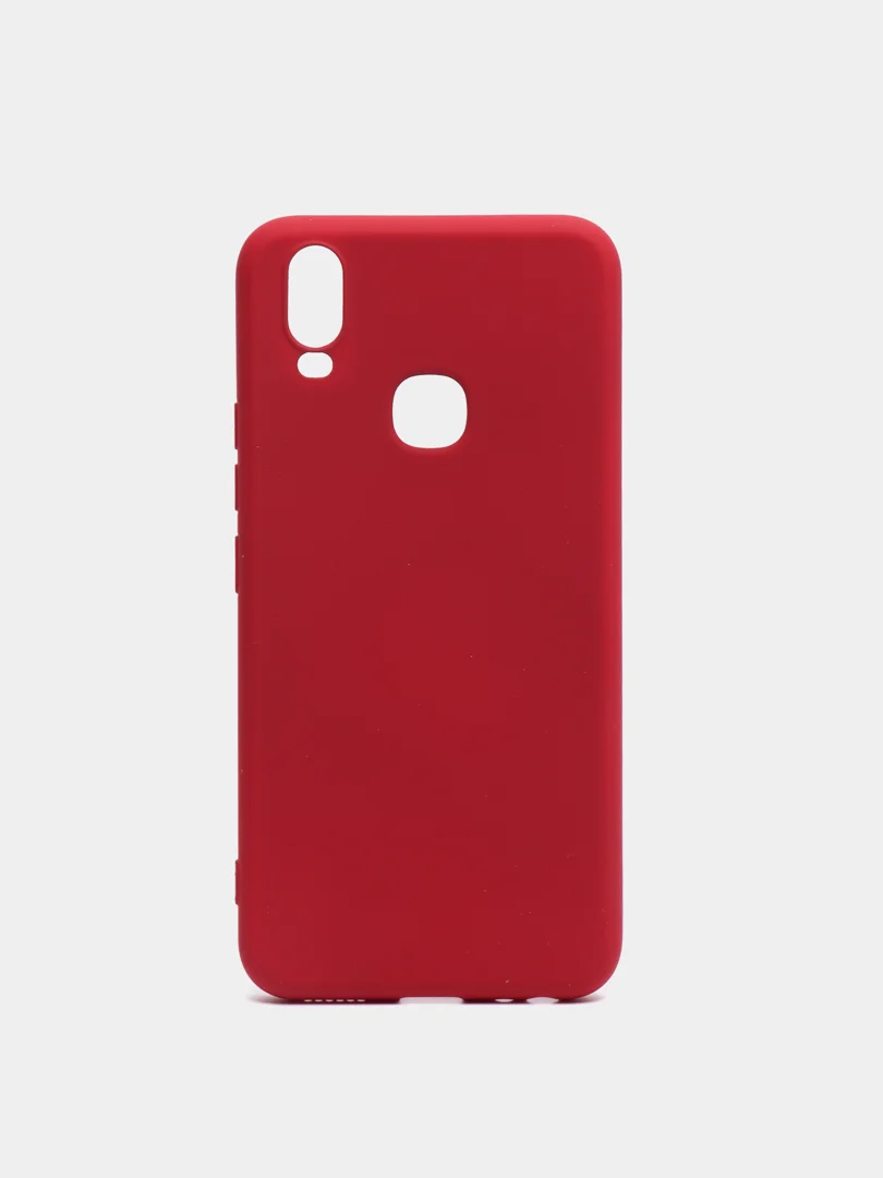 Бордовый чехол с защитой камеры и бархатом внутри VIVO Y11