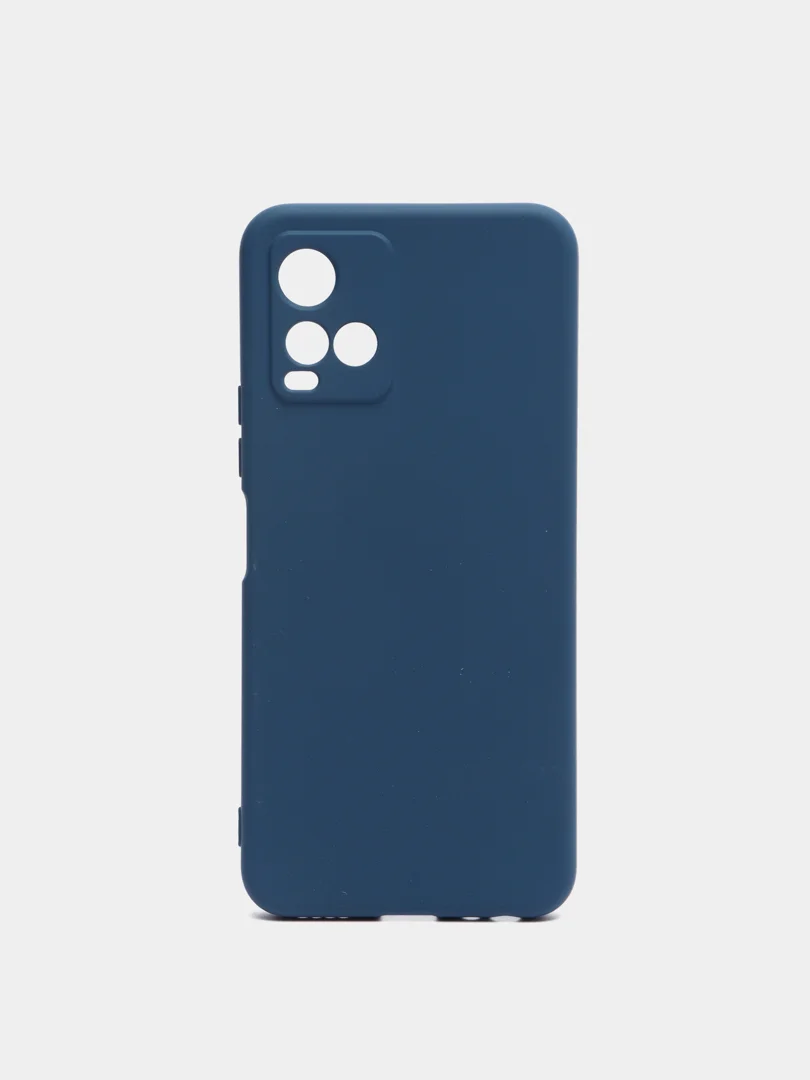 Синий меланж чехол с защитой камеры и бархатом внутри Vivo Y21