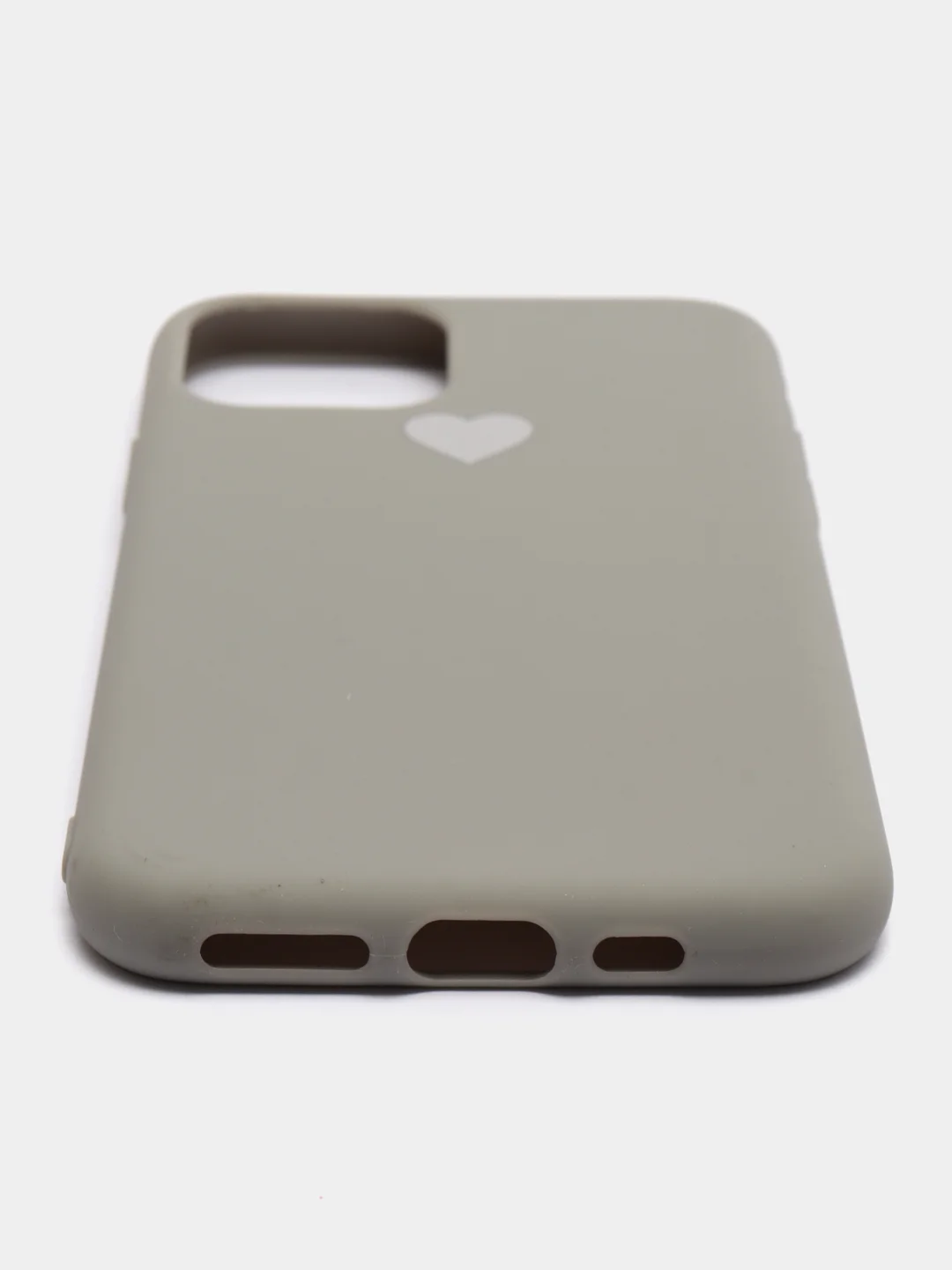 Серый матовый чехол с сердцем на Apple iphone 11, 11Pro, 11ProMax, XS, XSMax, XR, X, 7/8Plus,7/8