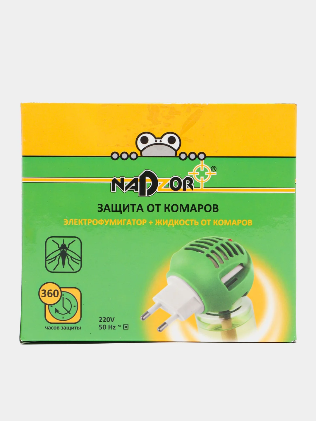 Зеленый комплект От комаров Nadzor  45 ночей: фумигатор  + жидкость 30 мл+ пластины 10 шт