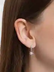Серебряный асимметричные серьги-кольца луна звезда