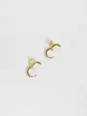 Золотой асимметричные серьги-кольца луна звезда