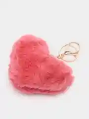 Коралловый брелок меховой в форме сердца, брелок на сумку, на рюкзак