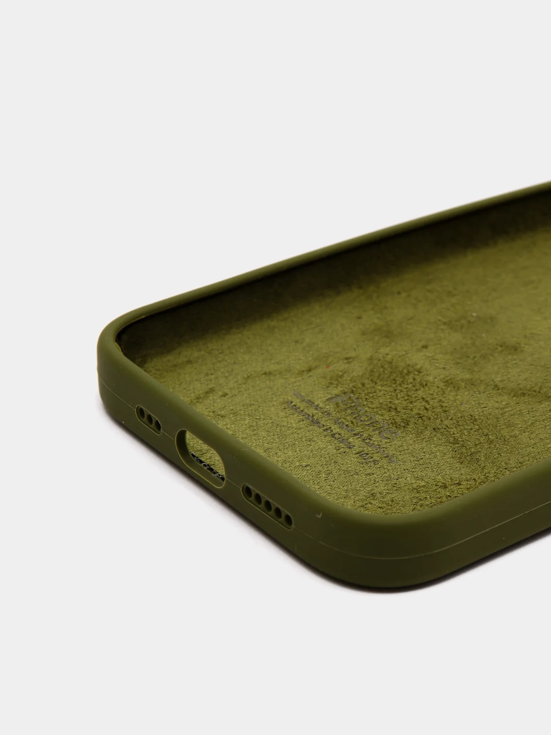 Зелёный хаки чехол Silicone Case для iPhone 13 / 14, Pro, Pro Max с закрытым низом
