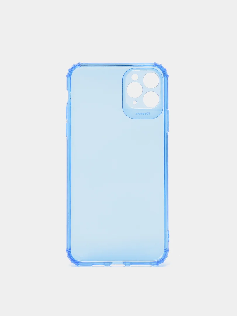Синий чехол силиконовый, прозрачный " Неон" для Айфон iPhone 11 / 11 Pro / 11 Pro Max / 12