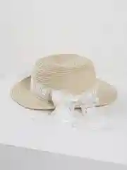 Бежевый детская шляпа для девочки, соломенная