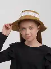 Карамельный детская шляпа для девочки, соломенная