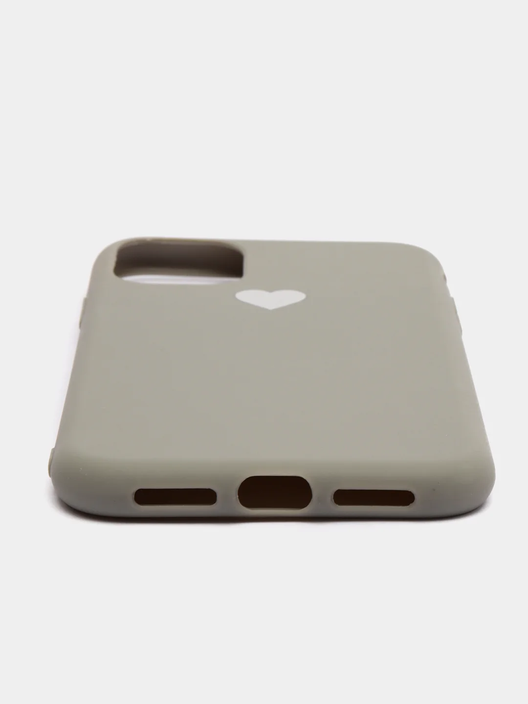 Серый матовый чехол с сердцем на Apple iphone 11, 11Pro, 11ProMax, XS, XSMax, XR, X, 7/8Plus,7/8