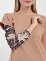 Коралловый тату-рукава с рисунком