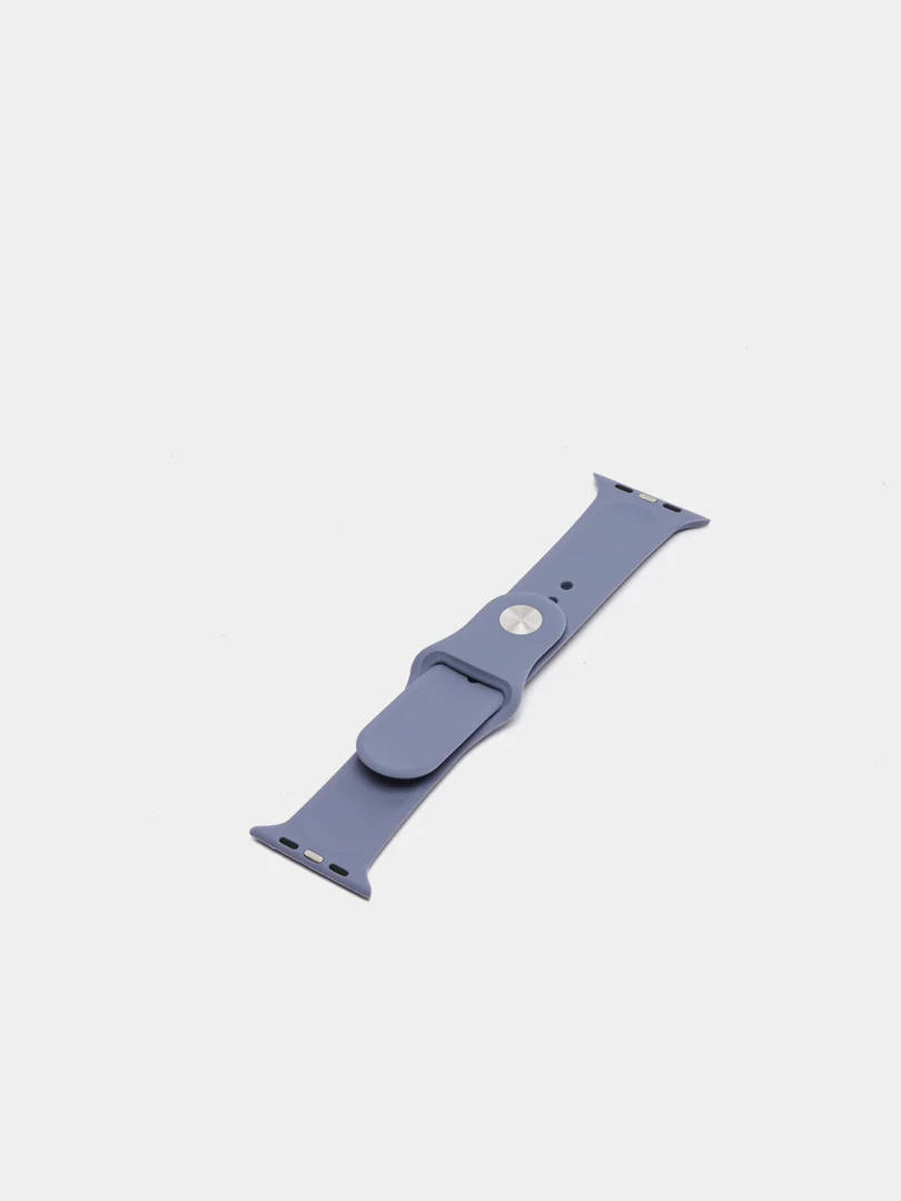Серый силиконовый ремешок + защитная накладка со стеклом на корпус Apple Watch 42 mm