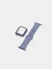 Серый силиконовый ремешок + защитная накладка со стеклом на корпус Apple Watch 42 mm