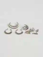 Серьги, каффы, набор 7 штук, каффы без прокола под серебро, женские сережки клипсы
