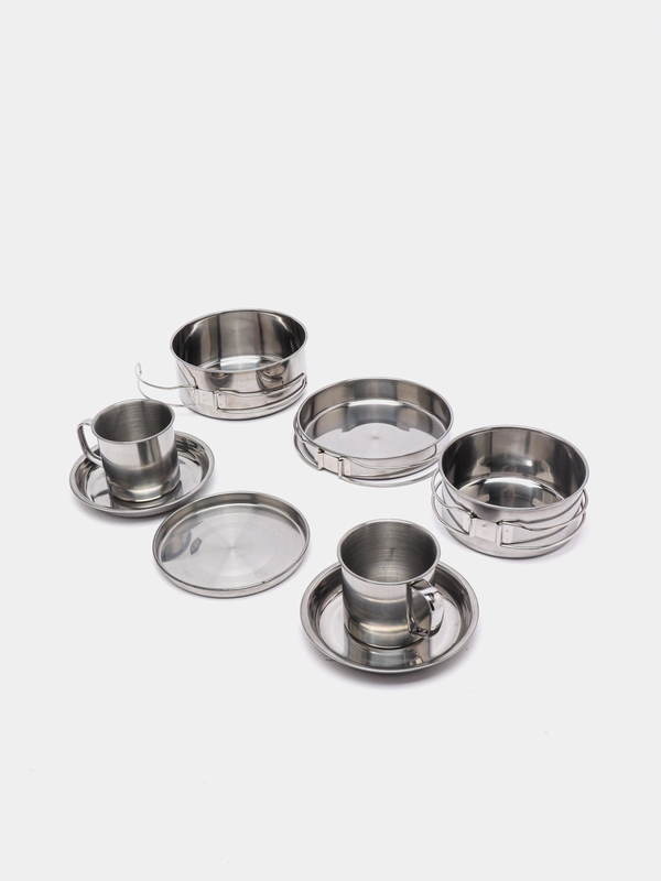 Набор посуды походный Camping Pan Set на 8 предметов, нержавеющая сталь