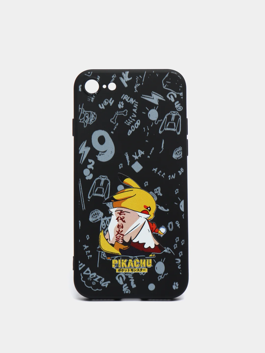 Черный чехол силиконовый Pokemon "Пикачу" для iPhone 7/8 Plus/XS/XR/SE Max/11/12 Pro Max/13