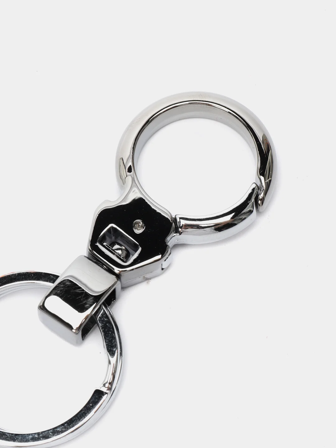 Серебряный двойной металлический брелок для ключей, 8 см