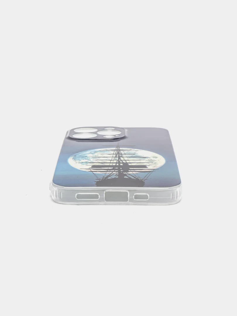 Темно-синий чехол iPhone 13 mini, 13, 13 Pro, 13 Pro Max силиконовый с рисунком