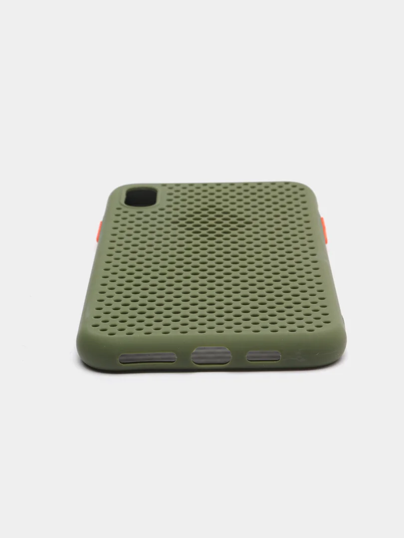 Оливковый чехол силиконовый с перфорацией для  Айфон iPhone  XS MAX и iPhone XR