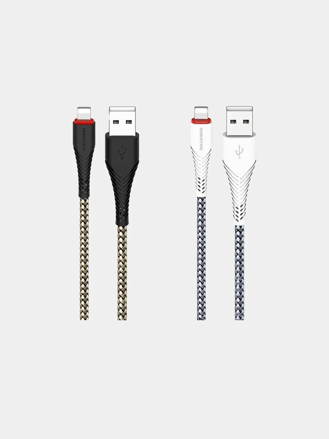 Белый зарядный кабель Borofone BX25 Type-C, Micro USB, Lightning, 2.4A