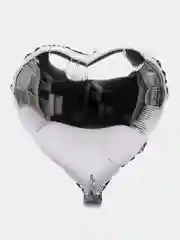 Серебряный воздушный шар "Сердце", фольгированный, 18", 45 см