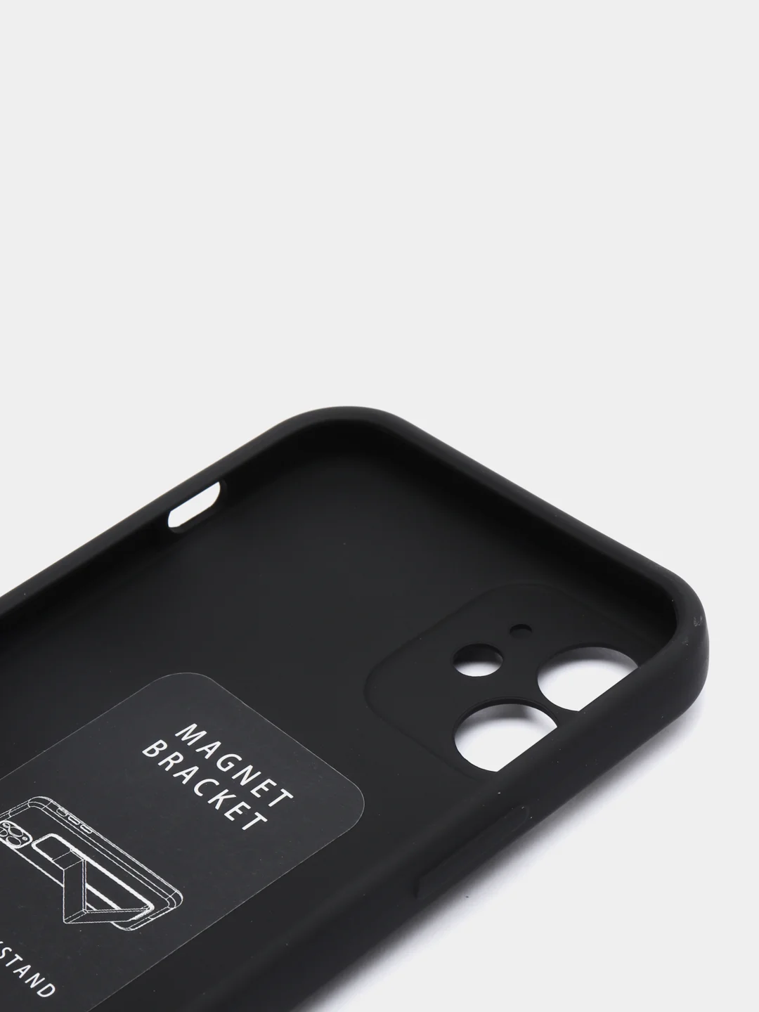 Черный чехол для iPhone 12 / 12 Pro / 12 Pro Max, силиконовый с магнитным держателем-подставкой