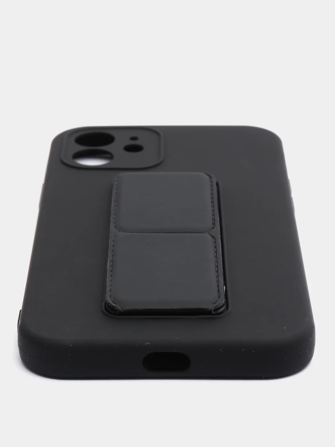 Черный чехол для iPhone 12 / 12 Pro / 12 Pro Max, силиконовый с магнитным держателем-подставкой