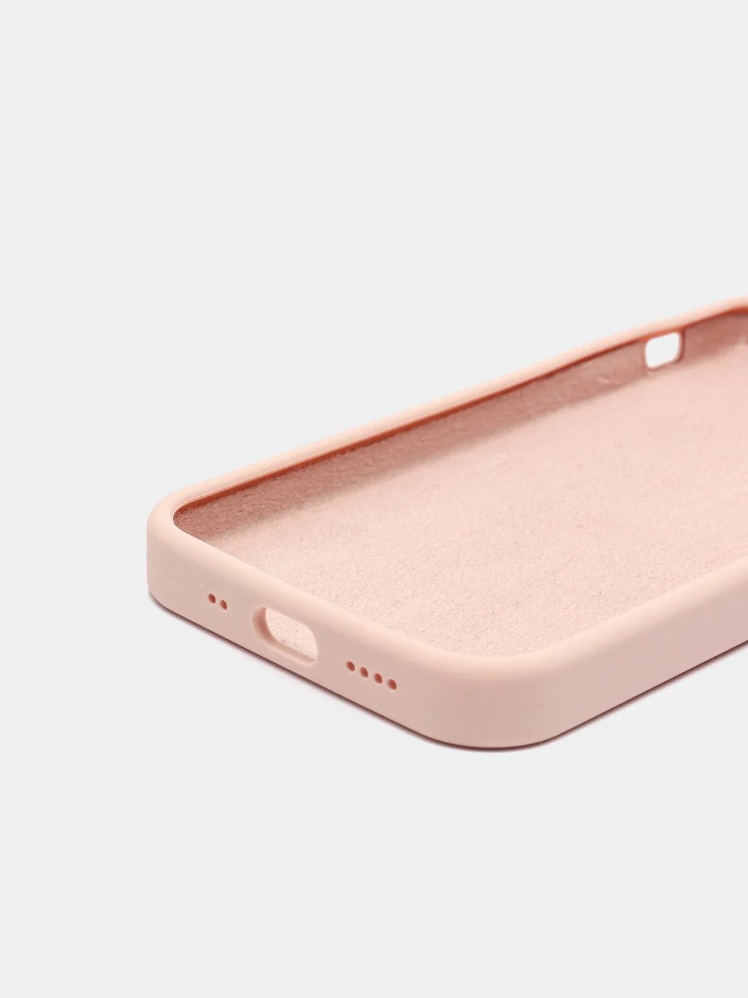 Бежевый чехол на iPhone X, XS, XR, 7, 8, se, 12, 12 Pro, Mini, Max silicone case, закрытый низ, бархат внутри