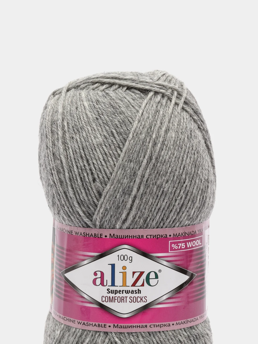Серый металлик пряжа  Носочная Alize Superwash Comfort Socks 75% Шерсть 25% Полиамид 100г 420м
