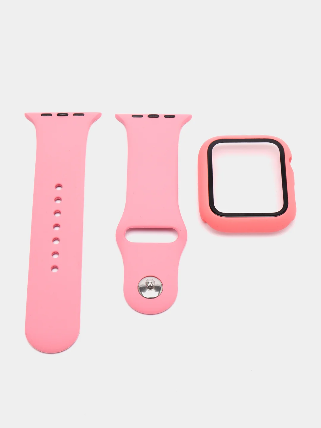 Розовый ремешок, бампер и стекло Apple Watch Classic 38 40 42 44 mm Series 1, 2, 3, 4, 5, 6, SE