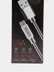 Черный кабель USB - Type-C WALKER C725, с металлическими разъемами